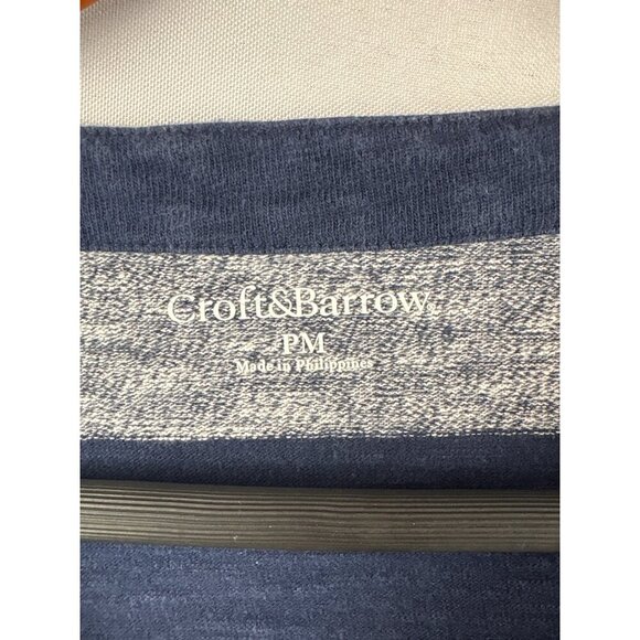Croft & Barrow Womens Petite Medium Striped Top Navy & Gray 100% Cotton - Picture 4 of 6